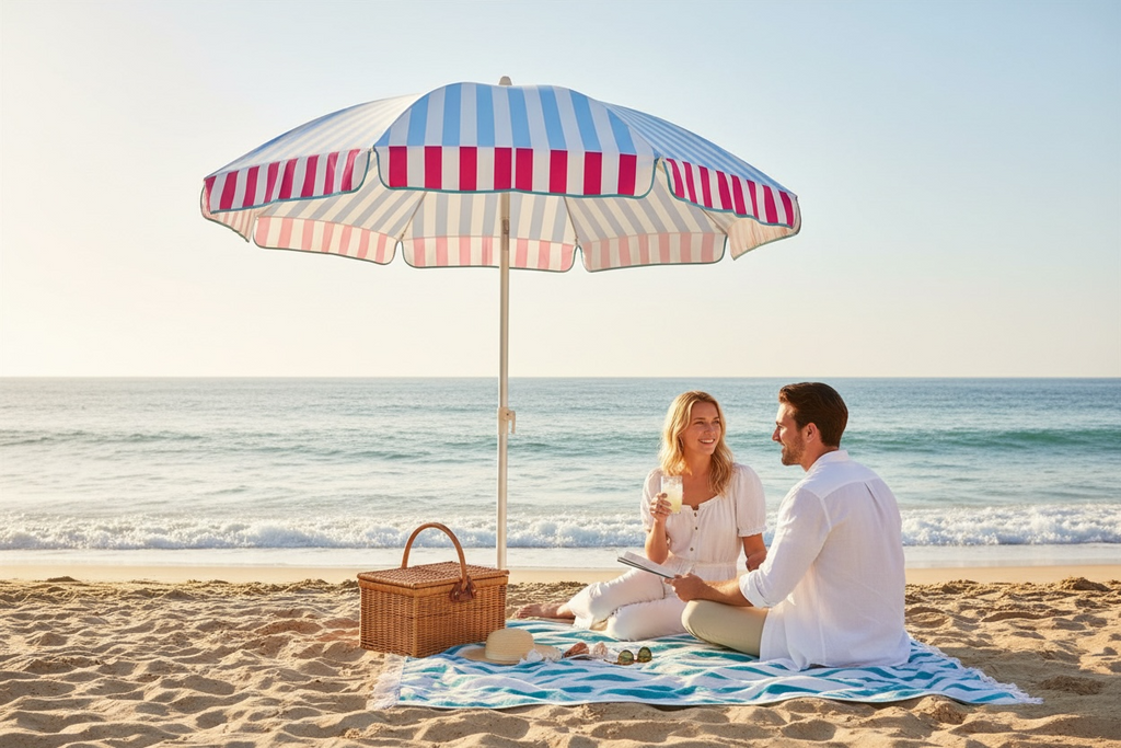 Parasol de Plage UV50+ – Élégance & Protection