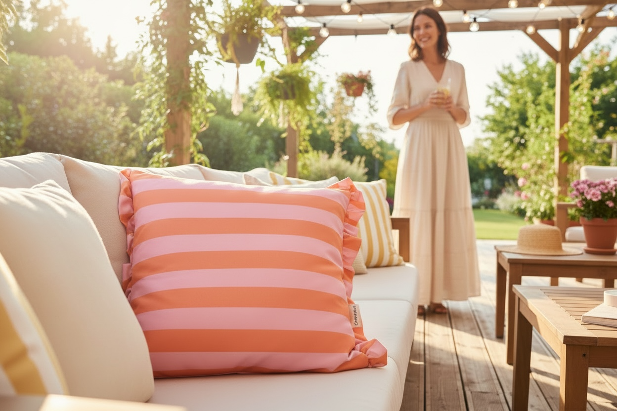 Coussin d’extérieur floqué à la main – Maison Andea - I Biscotti di Mammone