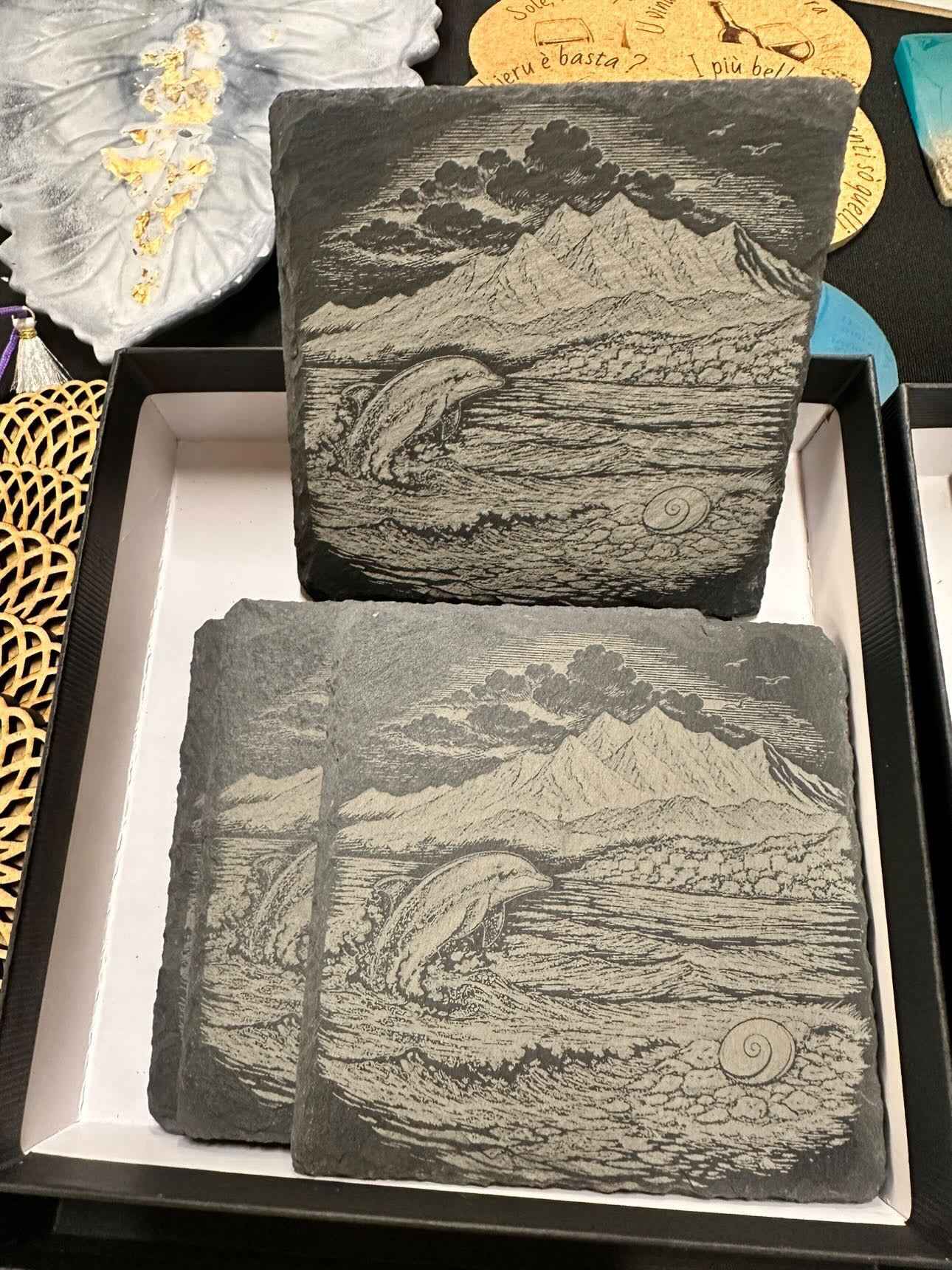 Lot de 4 sous verres en Ardoise - Maison Andea - I Biscotti di Mammone