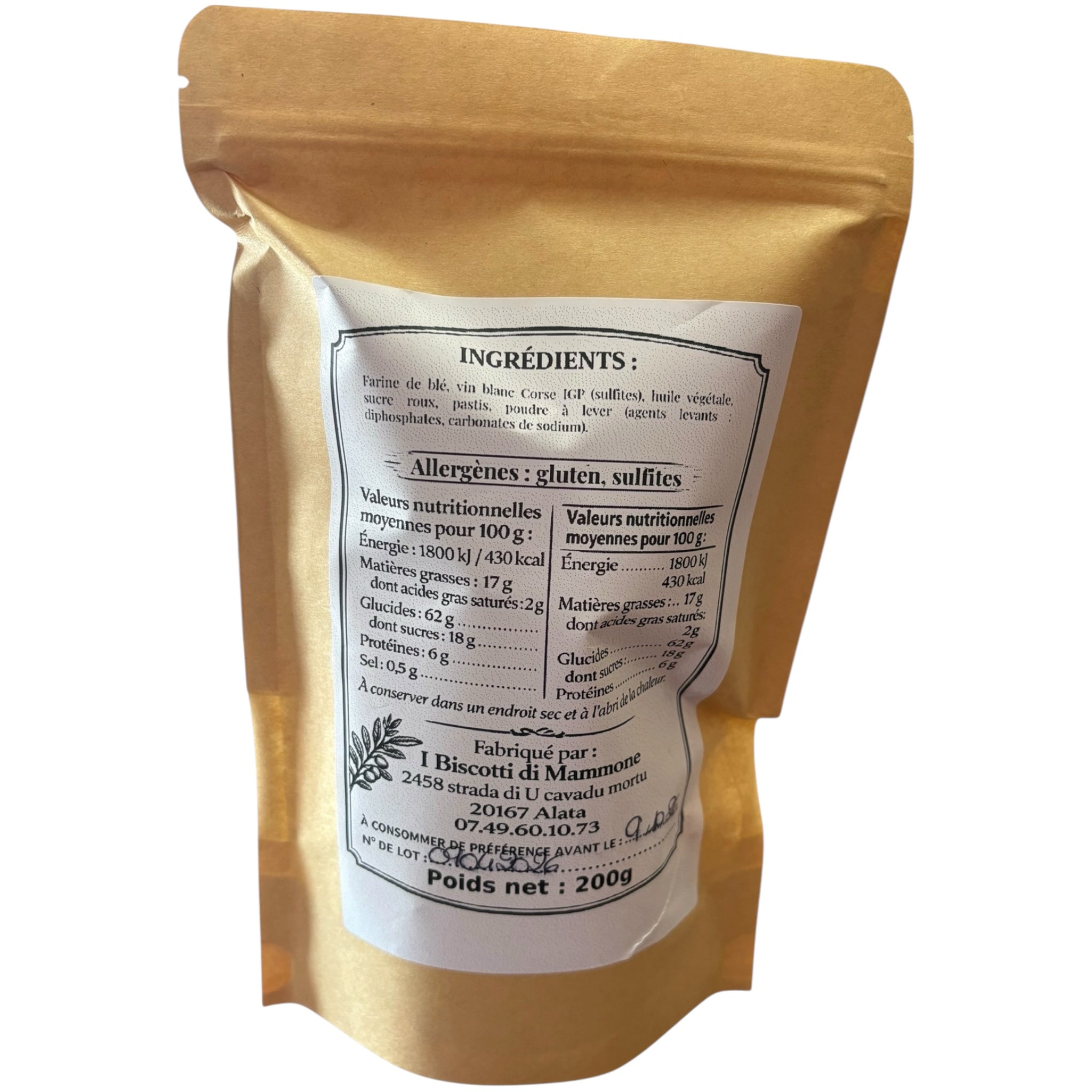 Les Croquants du Maquis Anisé - Biscuits artisanaux subtilement parfumés au vin blanc et à l’anis, inspirés de la tradition corse