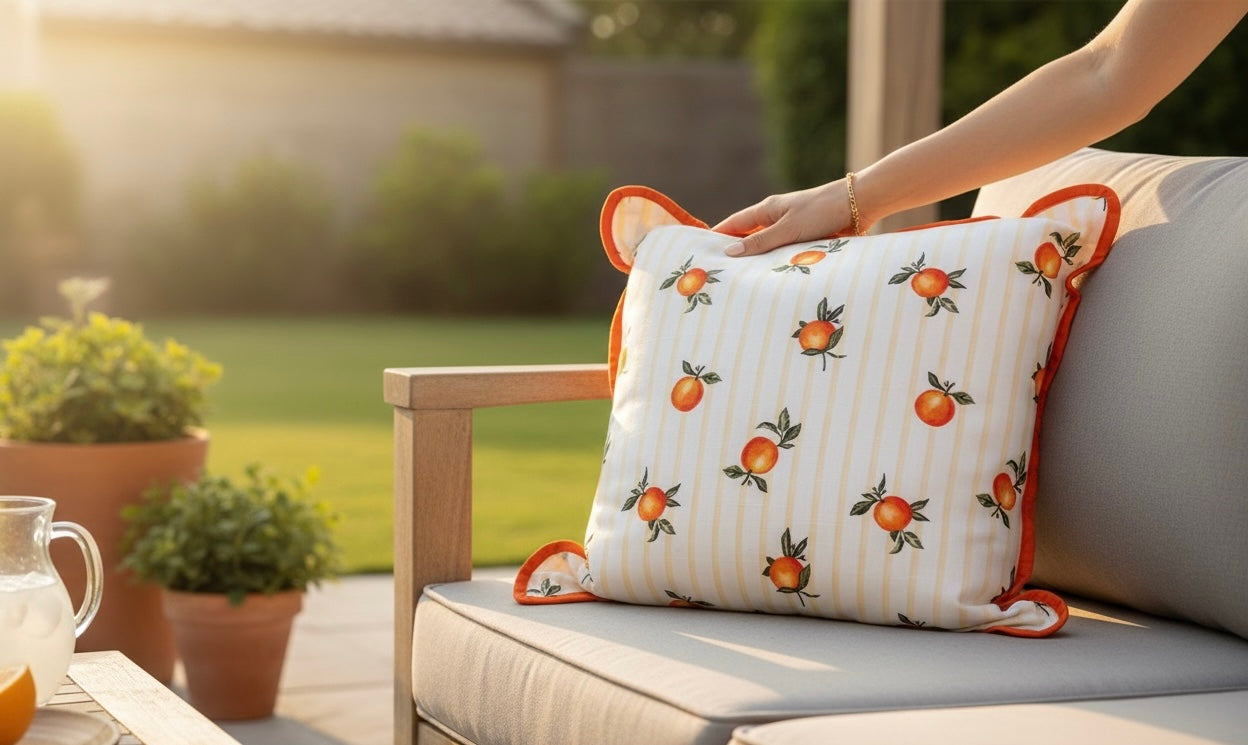 Coussin d’extérieur floqué à la main – Maison Andea - I Biscotti di Mammone