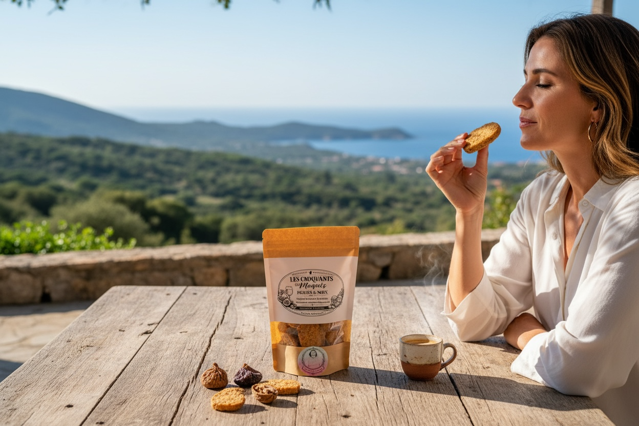 Les Croquants du Maquis Figues & Noix - Biscuits artisanaux aux figues et aux noix, riches et généreux