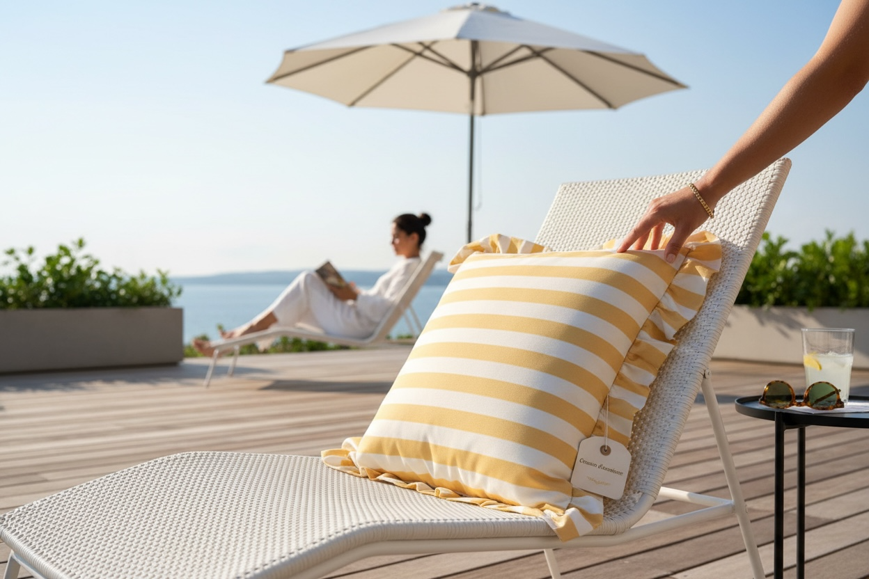 Coussin d’extérieur floqué à la main – Maison Andea - I Biscotti di Mammone