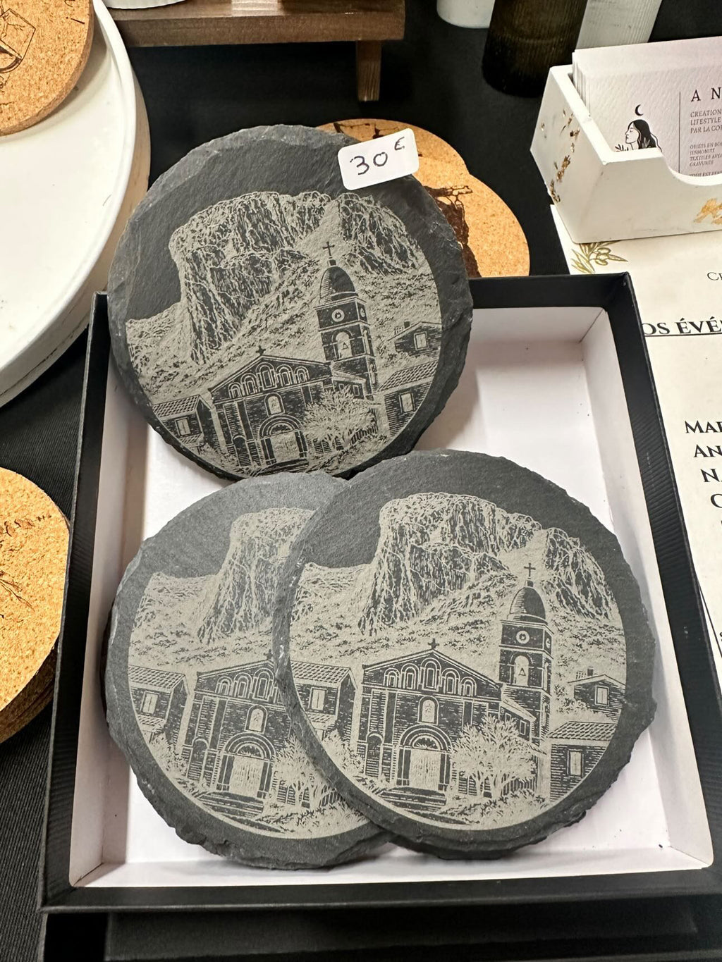 Lot de 4 sous verres en Ardoise - Maison Andea