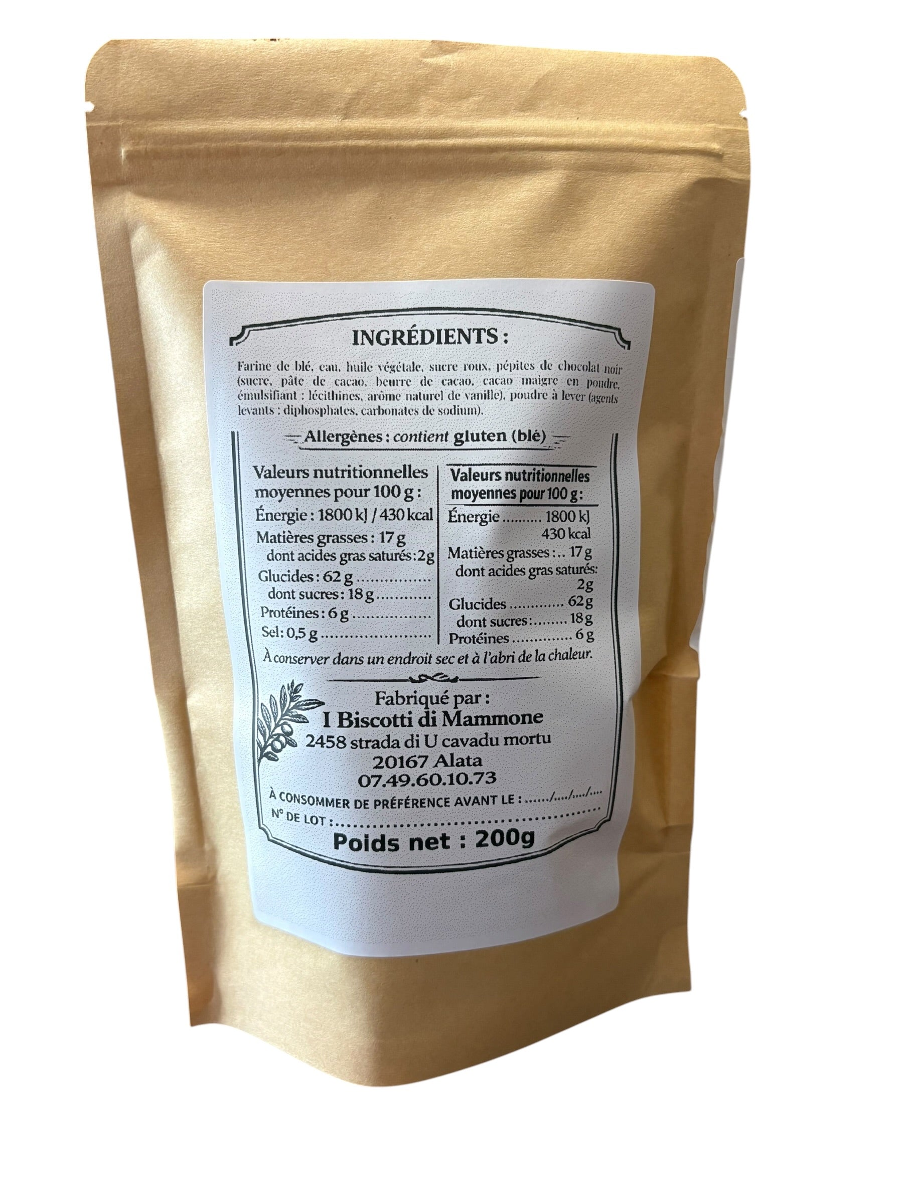 Les Croquants du Maquis Chocolaté - Biscuits artisanaux aux pépites de chocolat, gourmands et croquants