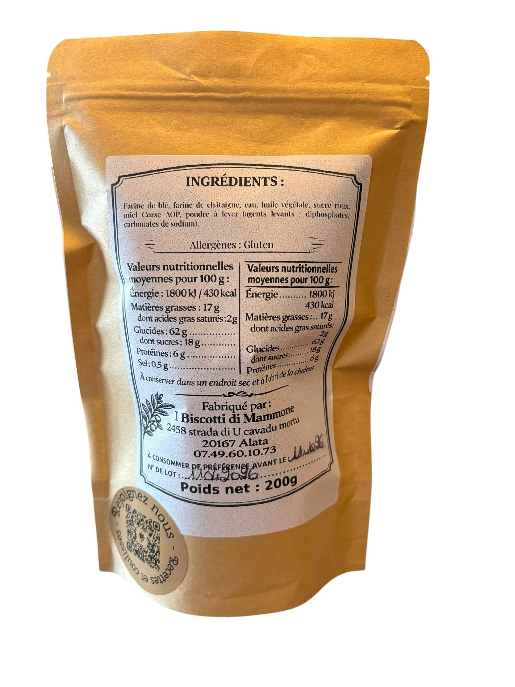 Les Croquants du Maquis Châtaigne & Miel - Biscuits artisanaux à la farine de châtaigne et au miel, riches et authentiques