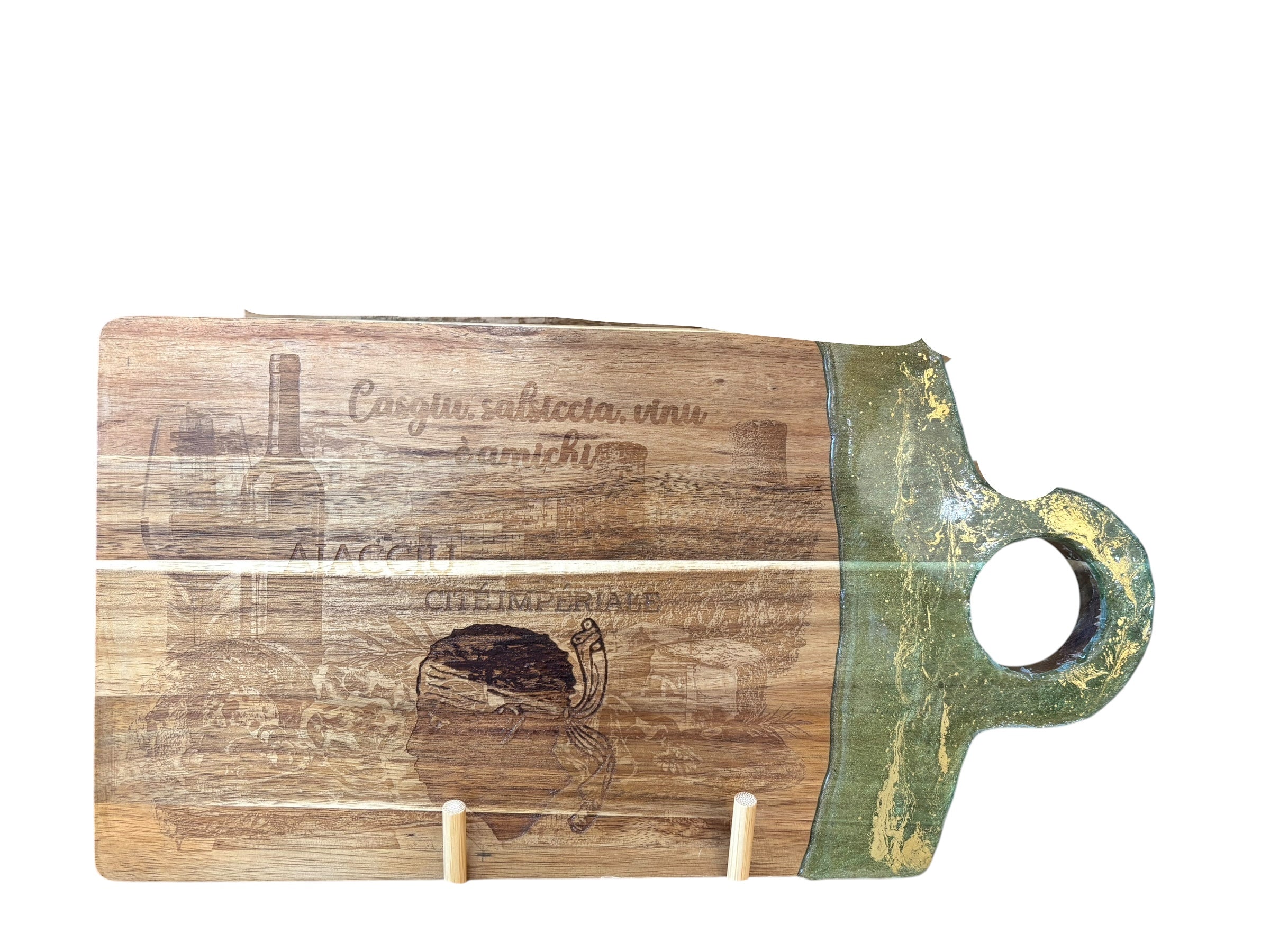 Planche à découper en Acacia gravée + résine Epoxy - Maison Andea