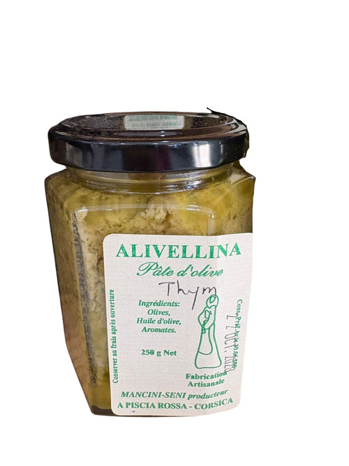 Alivellina – Pâté d’olive artisanal (Ail, Myrte & Thym) – 250 g
