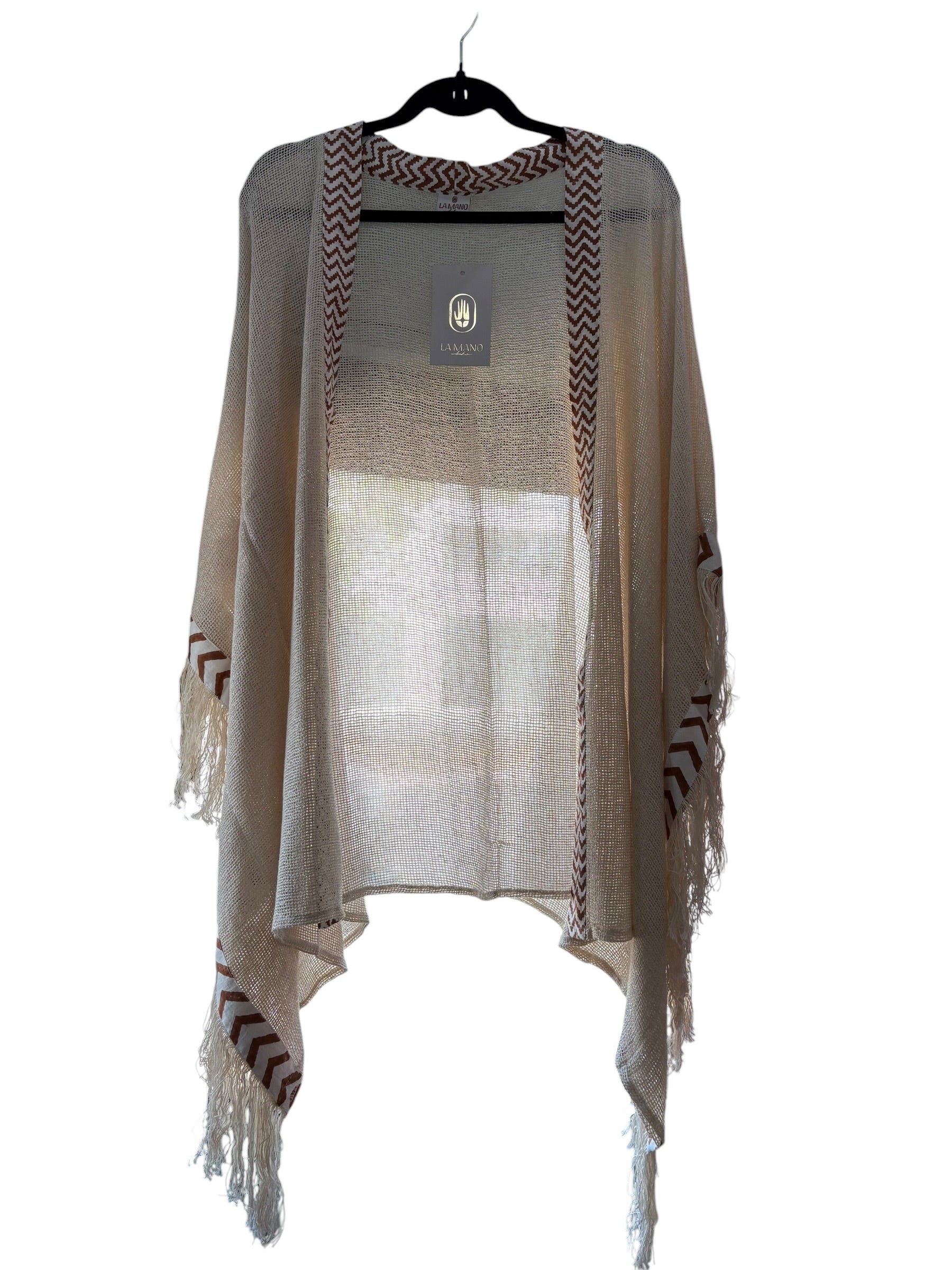 Kimono d’été en coton tissé – Beige