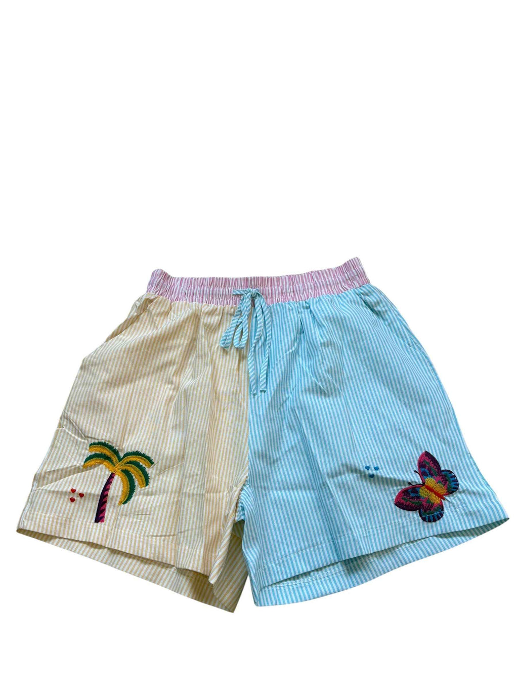Ensemble chemise & short brodé – Multicolore