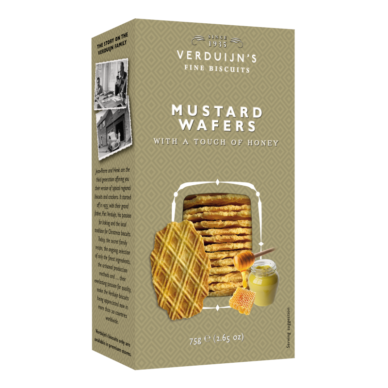 Biscuits apéritifs - Gaufres fromage Miel Moutarde verduijns